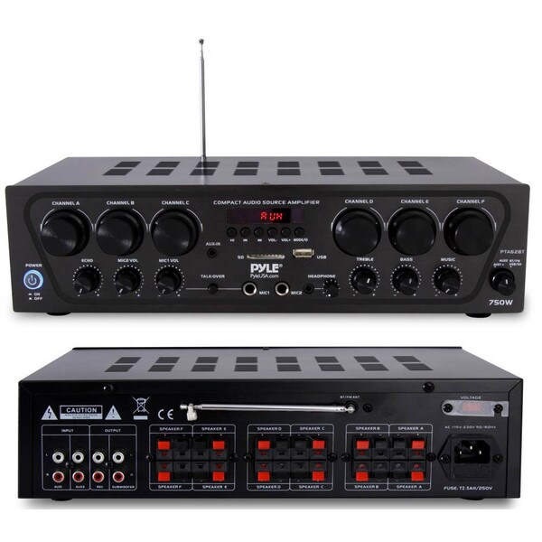 Main product image for Pyle PTA62BT Compact 750W 6-Ch. Stereo Receiver Sy 310-2680